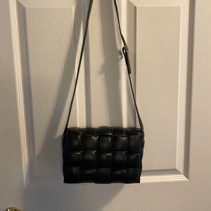 Quilted weave black bag